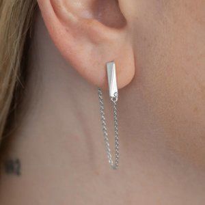 Flex Falling Chain Earrings with Round Lab Grown Diamonds - Sterling Silver